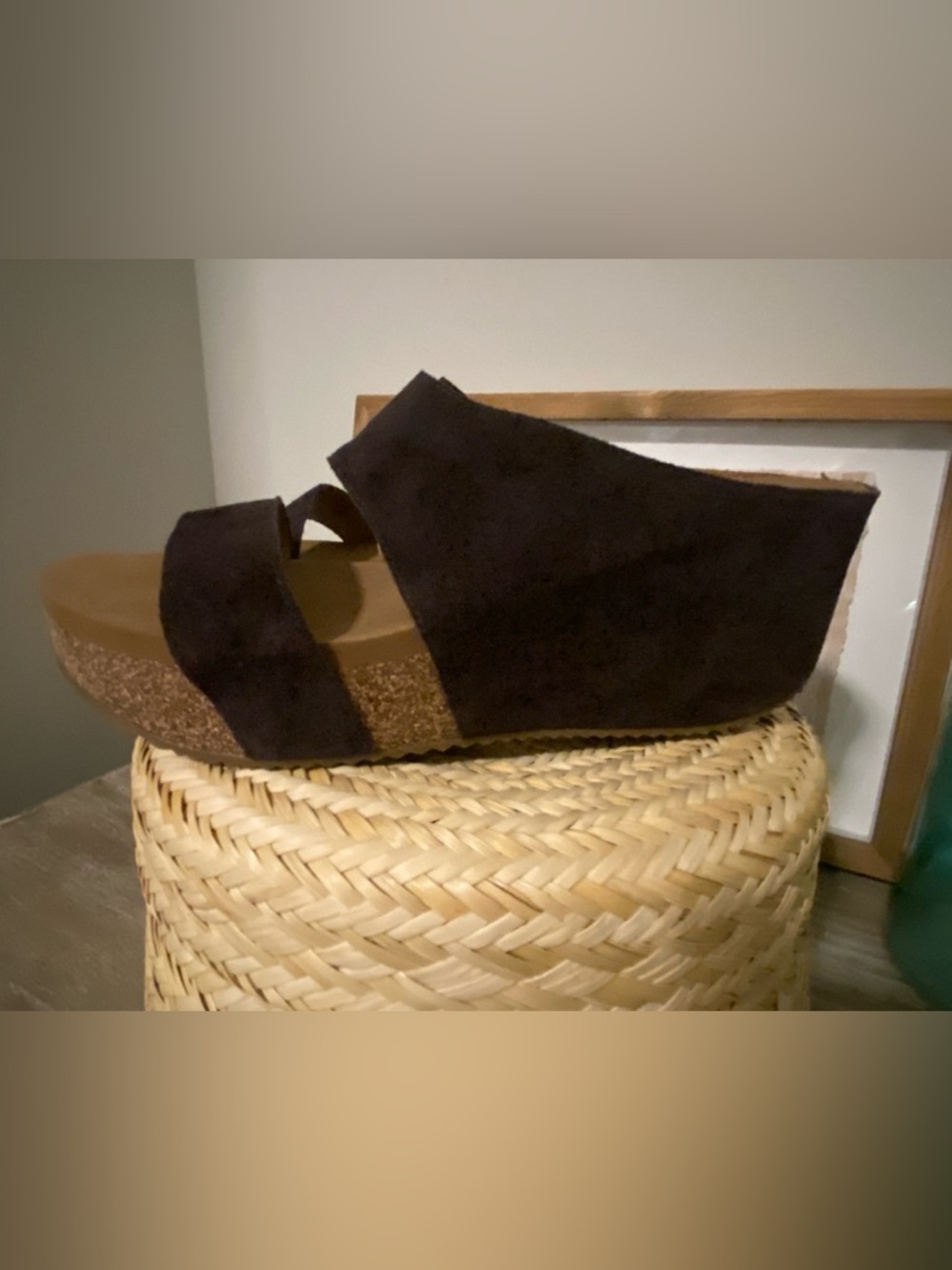 Volatile Remini Platform Wedge Slide Sandal - Dark Brown Suede